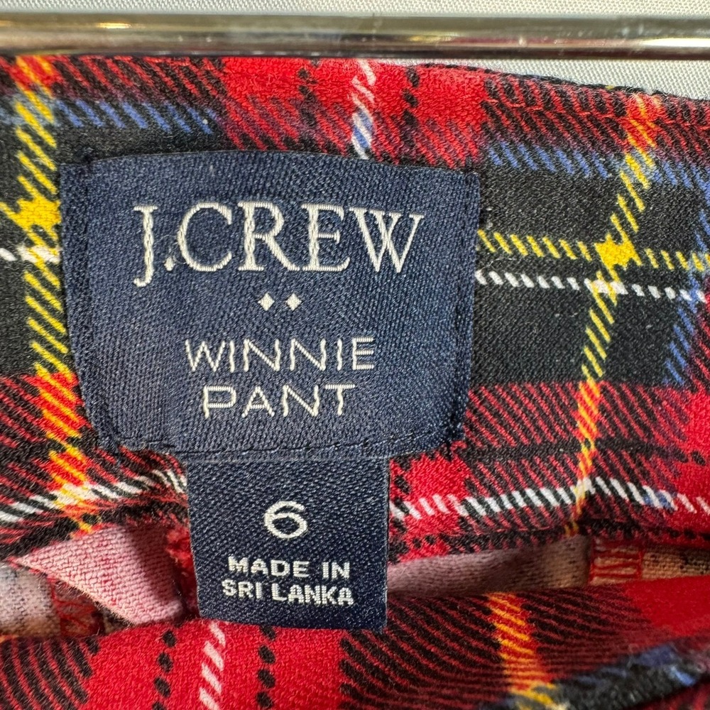 J.Crew Winnie Pant Red Tartan Plaid Slim Ankle Trousers Womens 6 Stretch Cotton - Picture 2 of 7